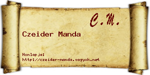Czeider Manda névjegykártya